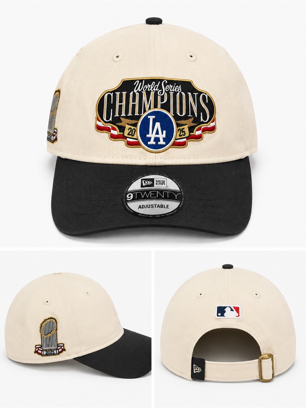 New Era Los Angeles Dodgers Beige and Black World Series Champions Cap